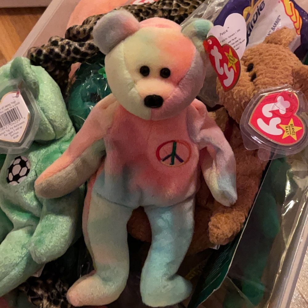 Peace bear beanie baby